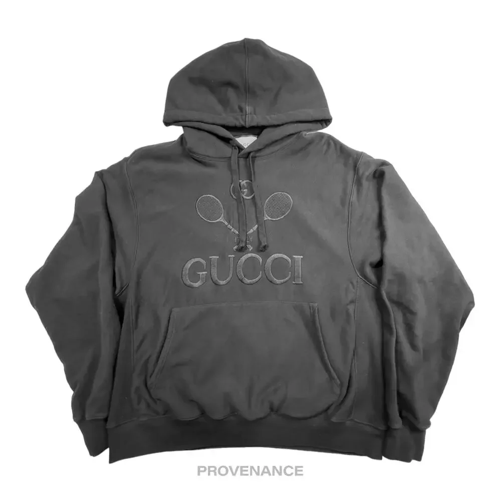 🔴 Gucci Tennis Hoodie - Black French Terry L